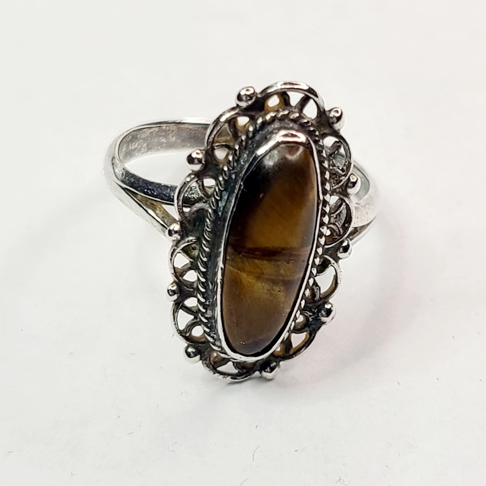 Vintage Sterling Silver Tigers Eye Ring